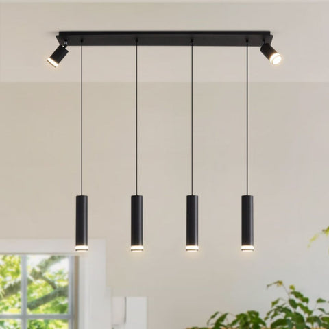 ZUN Angelina 6 - Light Matte Black Kitchen Island Pendant[No Bulb][Unable to ship on weekends, please 82077790