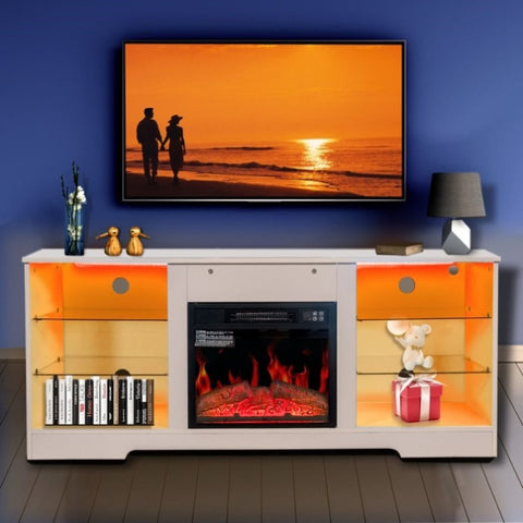 ZUN Fireplace TV Stand With 18 Inch Electric Fireplace Heater,Modern Entertainment Center for TVs up to W1625P152180
