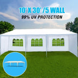 ZUN 10x30' Wedding Party Canopy Tent Outdoor Gazebo with 5 Removable Sidewalls W1205137302