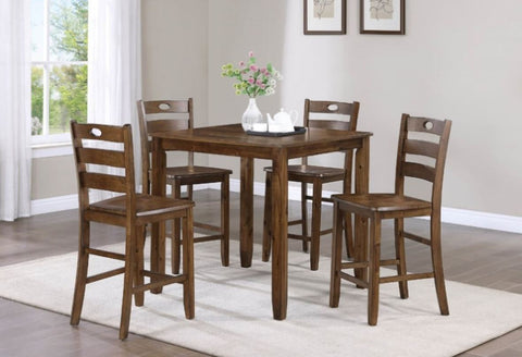 ZUN Casual 5-Piece Counter Height Dining Square Table Side Chairs Kitchen Table Dining Room Wooden B011P184055