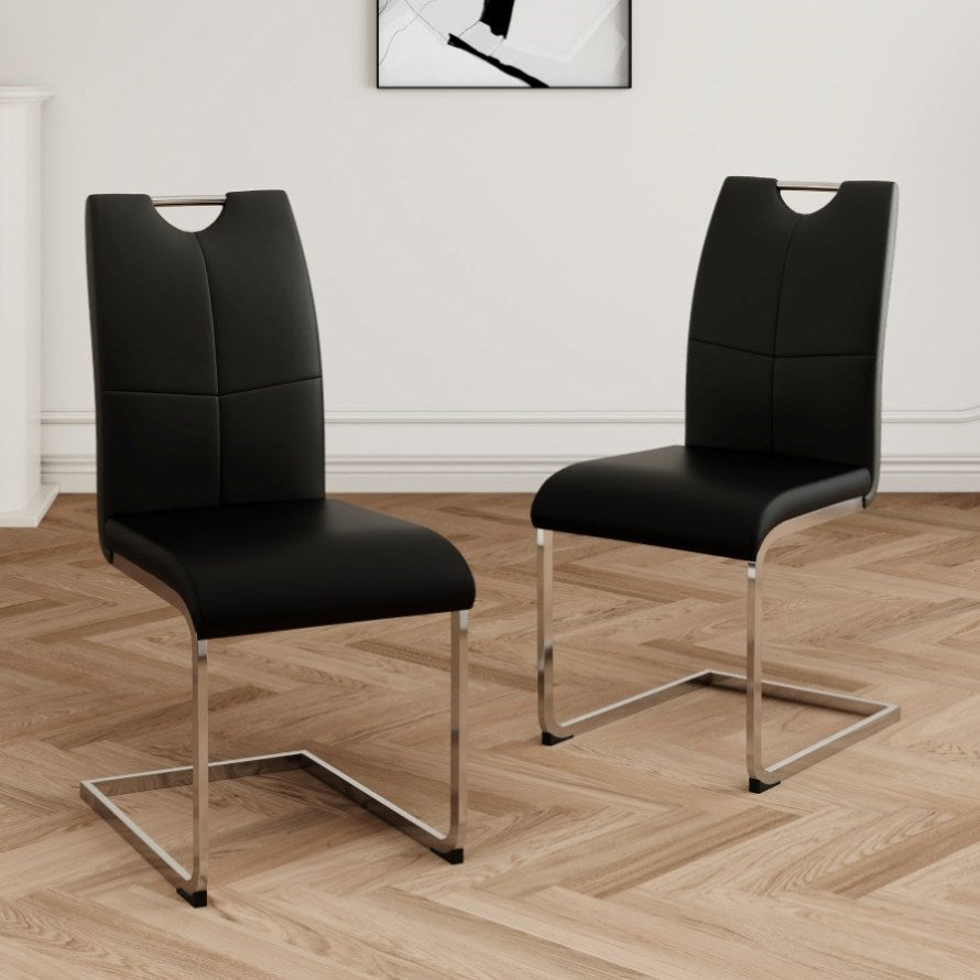 Modern Dining Chairs with Faux Leather Padded Seat Dining Living Room ...