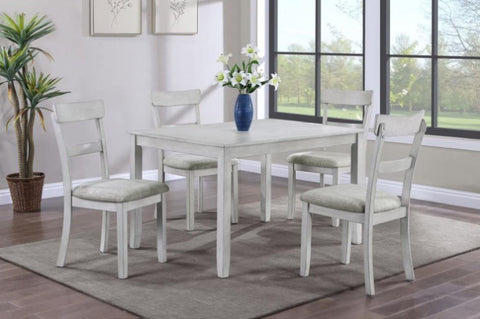 ZUN Rustic Farmhouse Transitional 5-Piece Dining Set Rectangular Table Linen Look Fabric Upholstered B011P184057