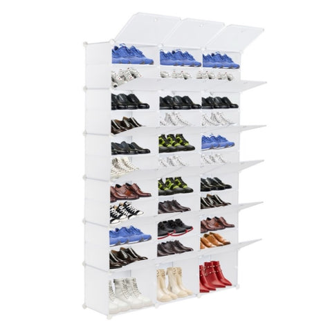 ZUN 12-Tier Portable 72 Pair Shoe Rack Organizer 36 Grids Tower Shelf Storage Cabinet Stand Expandable 00409728