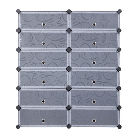 ZUN 12-Cube Shoe Rack, DIY Plastic Storage Organizer,Modular closet cabinet with Doors 23391320