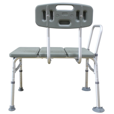 ZUN Medical Bathroom Safety Shower Tub Aluminium Alloy Bath Chair Transfer Bench with Back & Handle Gray 23066478