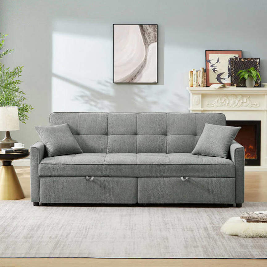 3 in 1 Convertible Sleeper Sofa Bed, Modern Fabric Loveseat Futon Sofa ...
