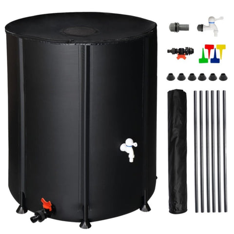 ZUN 132 Gallon Folding Rain Barrel Water Collector Black 97678622
