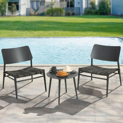 ZUN Aluminium 3 Piece Patio Set Bistro Table and Chairs Set , Backyard, Garden, Living Room, Light Gray W640P175476
