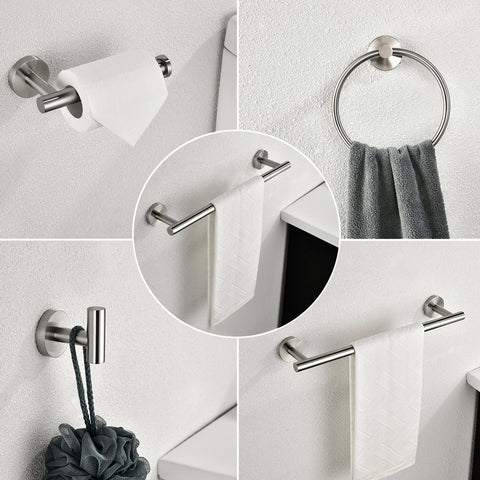 ZUN 6 Piece Stainless Steel Bathroom Towel Rack Set Wall Mount 87757730