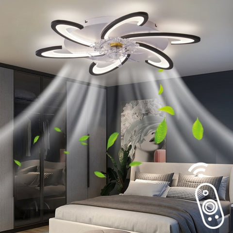 ZUN 32Inches Ceiling Fan with Lights Remote Control Dimmable LED, 6 Gear Wind Speed Fan Light W2009124229