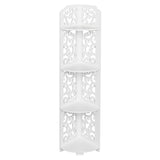 ZUN Daqing Carving Style Waterproof 120-Degree Angle 4 Layers Bathroom Cabinet Shelf White 32273979