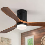 ZUN 52 Inch Indoor Ceiling Fan With Lights 3 Solid Wood Fan Blade Noiseless Reversible Motor Remote KBS-52144