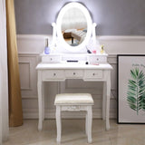 ZUN FCH With Light Bulb Single Mirror 5 Drawer Dressing Table White（=60709581） 16062826