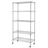ZUN 5-Tier NSF-Certified Steel Wire Shelving with Wheels Chrome 74365237
