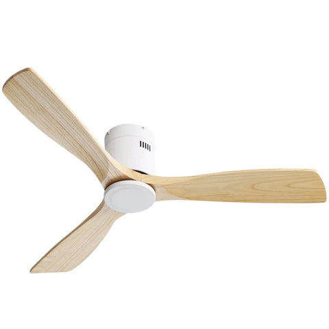 ZUN 52 Inch Ceiling Fan Natural 3 Solid Wood Fan Blade Noiseless Reversible DC motor Remote Control For W934P145929