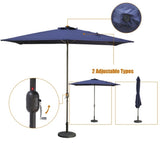 ZUN Adjustable Tilt Led Lights Blue Rectangular Patio Large Umbrella For Beach Outside Outdoor W1828P147962