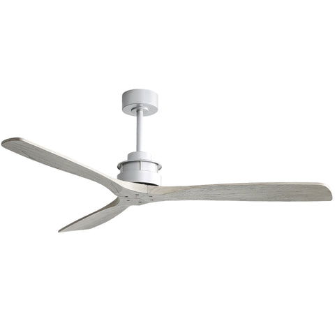 ZUN 60 Inch Ceiling Fan With 6 Speed Remote Control Silver 3 Solid Wood Blade Reversible DC Motor For W93494506
