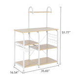 ZUN Light Beige Kitchen Baker's Rack Utility Storage Shelf 35.5" Microwave Stand 4-Tier 3-Tier Shelf for 89863865