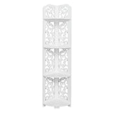 ZUN Daqing Carving Style Waterproof 120-Degree Angle 4 Layers Bathroom Cabinet Shelf White 32273979