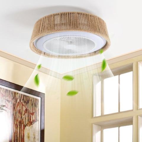 ZUN Bohemian style LED Dimmable Ceiling Light With Built-In Fan - Remote Control W1340137055