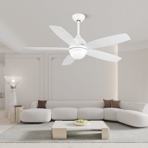 ZUN 52 Inch White Ceiling Fan with Lights Remote Control Modern Ceiling Fan W1891126654