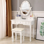 ZUN FCH With Light Bulb Single Mirror 5 Drawer Dressing Table White（=60709581） 16062826