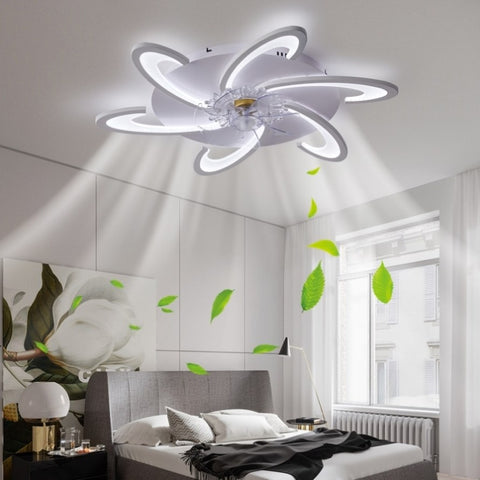 ZUN 32Inches Ceiling Fan with Lights Remote Control Dimmable LED, 6 Gear Wind Speed Fan Light W2009124232