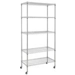 ZUN 5-Tier NSF-Certified Steel Wire Shelving with Wheels Chrome 74365237