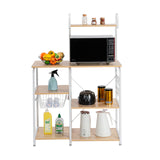 ZUN Light Beige Kitchen Baker's Rack Utility Storage Shelf 35.5" Microwave Stand 4-Tier 3-Tier Shelf for 89863865