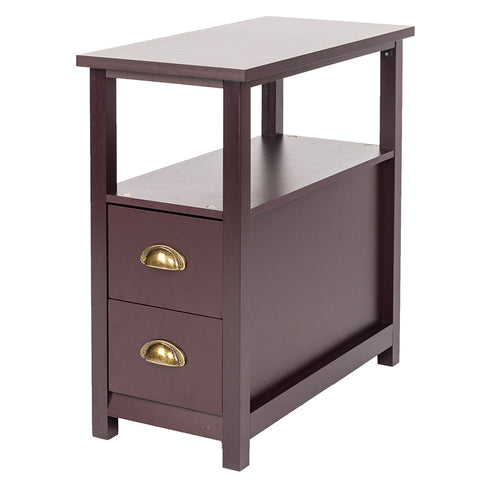 ZUN Double-tier Coffee Side Table with Two Drawers Coffee 12927714