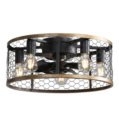 ZUN 20 Inch Industrial Caged Ceiling Fan, With 7-ABS Blades Remote Control Reversible DC Motor, Small W882P144363