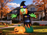8FT Halloween Inflatable Witch and Pumpkin with Built-in LED Lights Pumpkin Blow Up Outdoor Yard 22995142