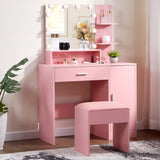 Pink Textured Particle Board with Melamine Coating Vanity Set with 1 Drawer, 1 Door, and 3 Shelf 48357904