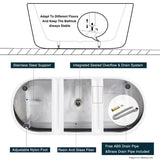 59" Acrylic Freestanding Bathtub, Modern & Contemporary Design Soaking Tub with Toe-tap Drain in W2568P166062