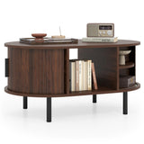 35.5 inch vintage coffee table with sliding slot door 59450856