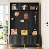 ON-TREND Modern Large Storage Hall Tree with Bench, Multi-functional Storage Bench with High Gloss N721P180460B