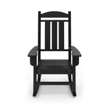 Black Traditional Porch Rocker Classic HDPE Poly Lumber for Porch, Patio, and Garden Comfort B195P198773