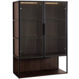 51.2'' Tall Lighted Display Cabinet with Tempered Glass Door, Metal Frame LED Curio Cabinet, Modern N845P261777D
