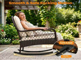 Heavy Duty PE Wicker Patio Rocking Chair 400LBS, Outdoor Rocker with Removable Washable Sponge 98091753