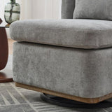25.2 "Wide Modern Chenille Cushioned Armless Metal Base 360&deg Swivel Chair with Pillow, Suitable for W3118P253949