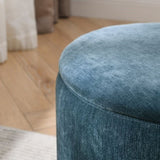 2-Piece Set Round Chenille Storage Ottoman, Equipped with a Drum Shaped Small Stool, Storage Space, W487P179600