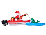 10FT Lighted Christmas Inflatable Decoration, Inflatable Santa Fishing on Boat, Funny Blow Up Yard 44666240