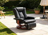 Modern Leather Swivel Recliner with Footrest, Compact Armchair 81310293