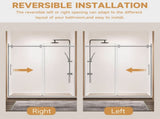 68-72" W * 76" H Stainless Steel Round Tube Frameless Single Sliding Shower Door, 3/8"-thick W1552P310017