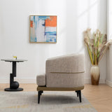 Modern Two-tone Barrel Fabric Chair, Upholstered Round Armchair for Living Room Bedroom Reading 15576064