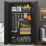 ZUN Metal Armoire Wardrobe Cabinets,70" Black Locker Steel Wardrobe Bedroom Storage Cabinet with Doors W1247P221093