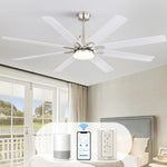 ZUN 66 Inch Low Profile Ceiling Fan with Dimmable Lights and Smart Remote Control 6 Speed Reversible W934P147098