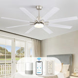 ZUN 66 Inch Low Profile Ceiling Fan with Dimmable Lights and Smart Remote Control 6 Speed Reversible W934P147098