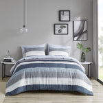 ZUN Cal King Stripe Comforter Set with Bed Sheets B03599096