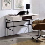 ZUN Natural and Black Writing Desk with USB Port B062P209216